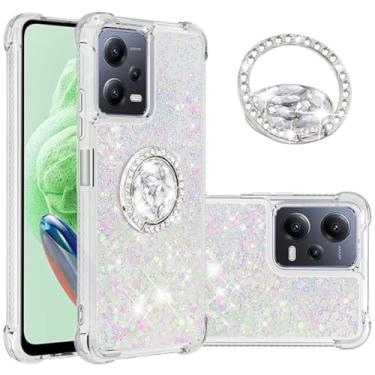 Imagem de Monwutong Capa fina para Redmi Note 12 5G, capa para Xiaomi Poco X5, TPU macio com glitter líquido efeito areia movediça anel de silicone capa com suporte para Poco X5/Note 12 5G, WTZH colorido