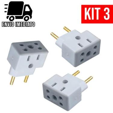 Imagem de Kit 03 Adaptador de Tomada BOB Esponja 10A e 20A - GN