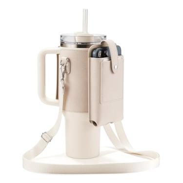 Imagem de molshine Suporte de garrafa de água isolado compatível com Stanley Quencher H2.0 40 30 567 g e IceFlow Flip 30 567 g Jarras de água esportivas bolsa de transporte para caminhadas ao ar livre,