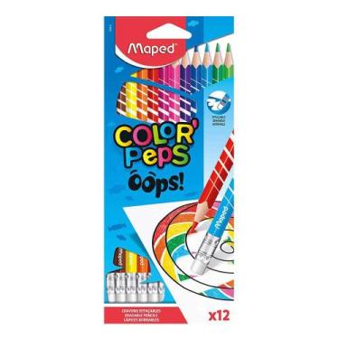 Imagem de Lápis De Cor Oops Color'Peps Apagável Caixa com 12 Cores  Maped