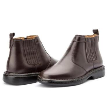 Imagem de Bota Masculina Confortável Anatomic Gel Couro Ziper IGO FRANCA, Cafe, 