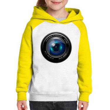 Imagem de Moletom Infantil Lente Câmera - Foca na Moda, Branco, Amarelo, 2