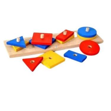 Imagem de Jogo Prancha De Seleção Formas Geométricas Educativo Madeira - Jottpla