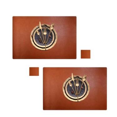 Imagem de Jogo Americano Sousplat Retangular 10 pçs Limpa Facil couro - GENERTOY