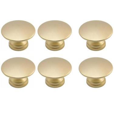 Imagem de Kit 6 Puxador Ponto 31mm Dourado Escovado Para Gaveta - RENNA