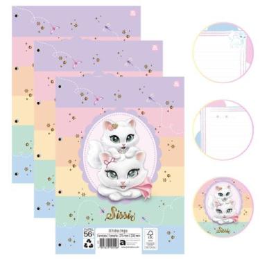 Imagem de Kit 03 Blocos de Folhas Para Fichário Caderno Argolado Gatinha SISSI D