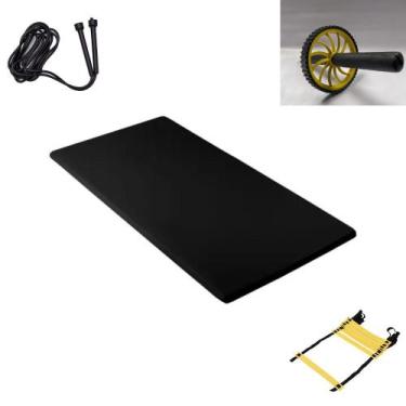 Imagem de Kit Colchonete Rodinha Roda De Abdominal Corda De Pular Profissional E
