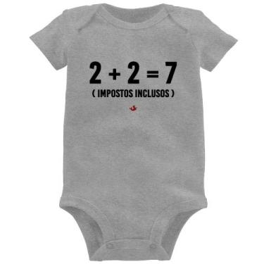 Imagem de Body Bebê 2 + 2 = 7 (Impostos Inclusos) - Foca na Moda, Cinza, P