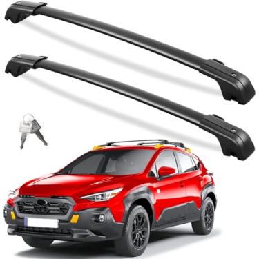 Imagem de FengYu Barras transversais resistentes de 118 kg para teto compatíveis com Subaru Crosstrek 2024, trilhos de teto com trava de alumínio barras transversais barras de carga de telhado canoa, caiaque