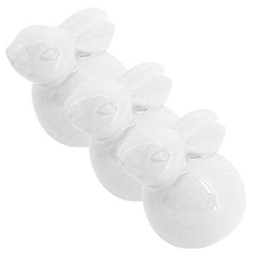 Imagem de Mini Coelho Decorativo Branco de Porcelana 3cm - Aliança, 3 Unidades