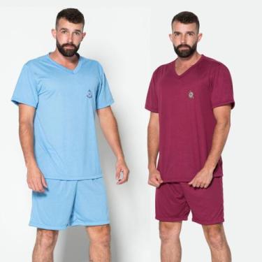 Imagem de KIT 2 Pijama Masculino Gola Liso V Fechado Bella Fiore Roupas Masculin