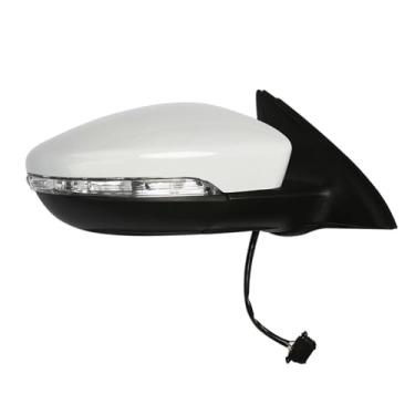 Imagem de DACOLWZING Conjunto de espelho retrovisor direito com vidro elétrico, pisca aquecido, dobrável, 8 fios, compatível com JETTA 2011-2018 5C7857508 branco