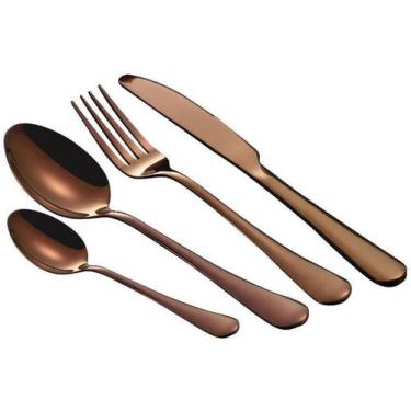 Imagem de Jogo De Talheres Faqueiro Inox Cor Rose Gold 16 Peças - REQUINTE