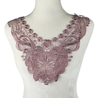 Imagem de Carytalee 2 peças de apliques de renda rosa empoeirados com apliques de flores costurados no acabamento do bordado para costura, artesanato, roupas, vestido de casamento, decoração, 35 x 39 cm