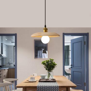 Imagem de Luminária pendente E27 estilo industrial retrô de madeira para mesa de jantar interna lustre luzes de cabeceira iluminação decorativa criativa altura ajustável para restaut cozinha quarto ba
