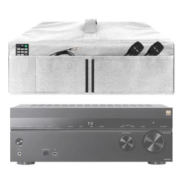 Imagem de Kingshion Capa Protetora Contra Poeira Para Receptor Estéreo, Compatível Com Sony Str-An1000, Denon Avr-S970H, Onkyo Tx-Sr393, Poliéster Cinza Claro, Resistente A Poeira, Respingos E Arranhões