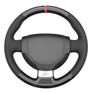 Imagem de MEWANT Capa de volante costurada à mão para Fiesta MK6 ST RS 2002-2008/Fusion 2002-2012/Transit Connect 2002-2013 Acessórios de volante para Fiesta MK6 ST RS
