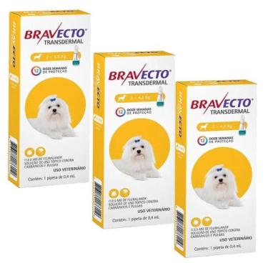 Imagem de Antipulgas Bravecto Cães Transdermal 2 A 4,5kg 111.5mg - Kit com 3 Uni