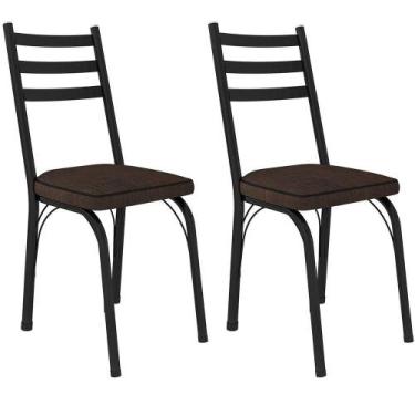Imagem de Kit 2 Cadeiras Para Cozinha Tubular D-13 Nara De Aço Preto-imbuia - AR