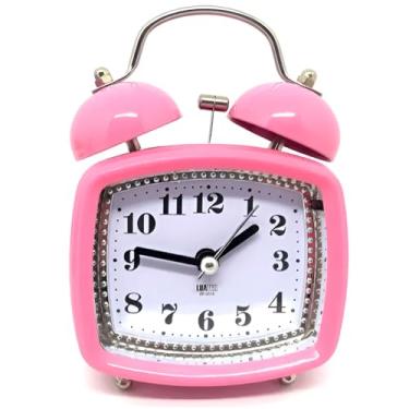 Imagem de Relógio Despertador Analógico Retrô com Campainha – Compacto, Estilo Vintage e Som Forte. Perfeito para seu Quarto ou Escritório! (Verde) (Rosa)