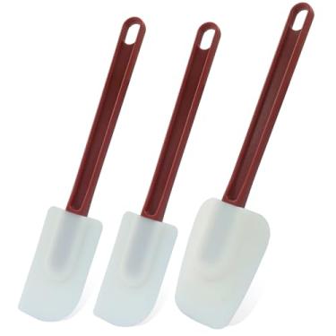 Imagem de Hitefu 3 espátulas de silicone resistentes ao calor, conjunto de espátulas flexíveis macias de 25 cm, raspador de borracha para assar e cozinhar (1 colher + 2 raspadores)