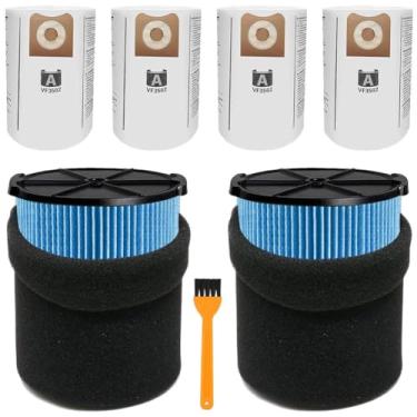 Imagem de Pacote com 2 filtros Vf5000 para Ridgid Shop Vac 5-20 galões e também serve para Husky Vacuum de 6 a 9 galões com 4 pacotes Vf3502 sacos de substituição para aspirador de pó Ridgid Shop e 2 pacotes de