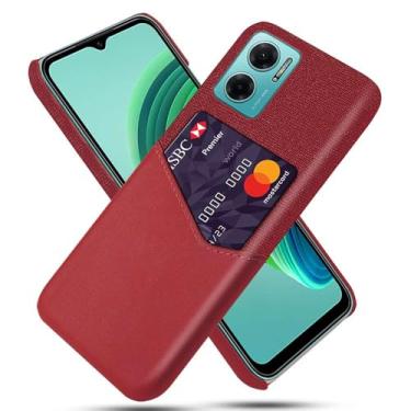 Imagem de Capa para Xiaomi Redmi Note 11E,Tela e tampa de couro PU,Antideslizante,360°cobertura completa à prova de choque com 1 slot de cartão atrás,Prevenção de queda-Red