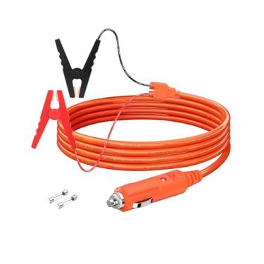 Imagem de LONNKY Cabo Carregador De Bateria Carro 12V, Conector Acendedor Cigarros 14Awg 6,6 Pés Para Clipes Jacaré, Carregamento Chumbo-Ácido Automotivo, Fusível 15A Geradores Solares Jackery, Estação Energi
