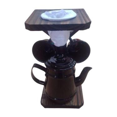 Imagem de Conjunto Café com Bule de Alumínio e Suporte Rústico - Black - VihLuz 