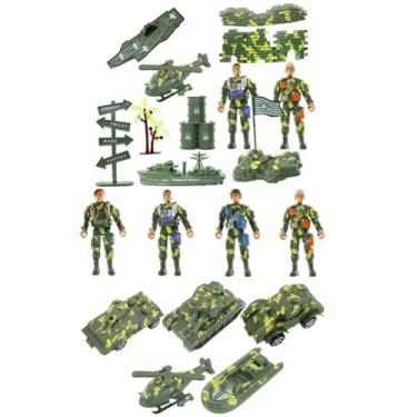 Imagem de Kit brinquedos veículos militares Soldados miniatura 23 Pçs - GiciKids