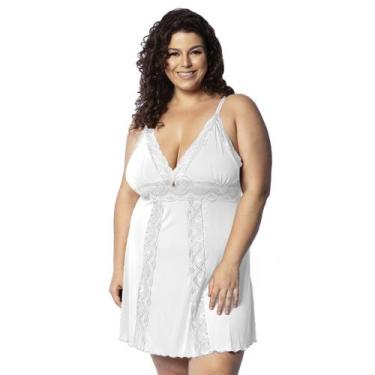 Imagem de Camisola Plus Size Sensual Rendada Lingerie Feminina Sem Bojo Moda Cas