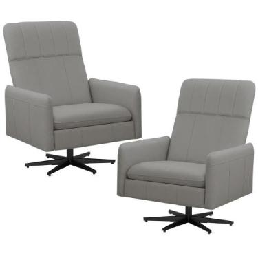 Imagem de Kit 2 Poltronas Decorativa Giratória Retrátil Reclinável Lutor L06 Cou