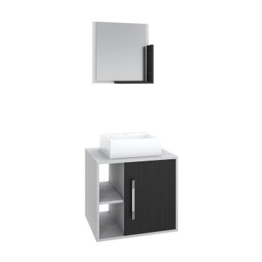 Imagem de Conjunto Balcão C-cuba Q32 E Espelheira Soft 500 Branco Chess C-nogal Branco Chess C-preto ônix