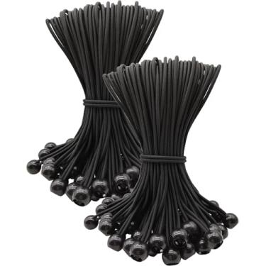 Imagem de WMZOBH Cabos elásticos de 25,4 cm - 100 peças de cordas elásticas pequenas com bolas, mini bolas elásticas resistentes ao ar livre para lona, dossel, acampamento, postes de barraca (preto)