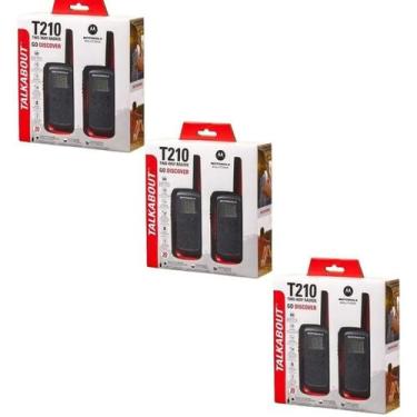 Imagem de Kit 3 pares radio comunicador motorola t210br vermelho e preto