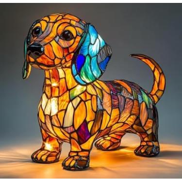 Imagem de Gutsyluv Candeeiro para cães, série de cães, luz noturna de LED com tema de cachorro fofo, decoração de casa vintage, presente divertido para amantes de cães (Dachshund)