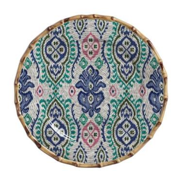 Imagem de Sousplat Redondo de Cerâmica Borda de Bambu Maison Blanche Mykonos 35c