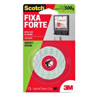 Imagem de Fita dupla face 3m scotch fixa forte espuma 12 mm x 1,5 m - 3m hb00408