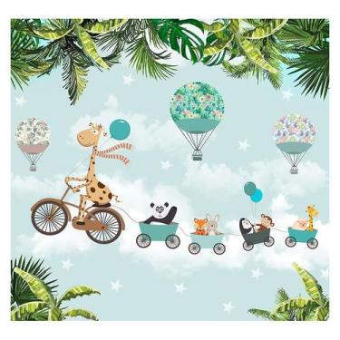 Imagem de Papel de Parede Adesivo Infantil Safari Animais Quarto Bebe - 672pcp -