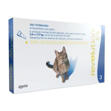 Imagem de Antipulgas Revolution 6% Gatos 2,6 e 7,5kg 3 Pipetas Zoetis