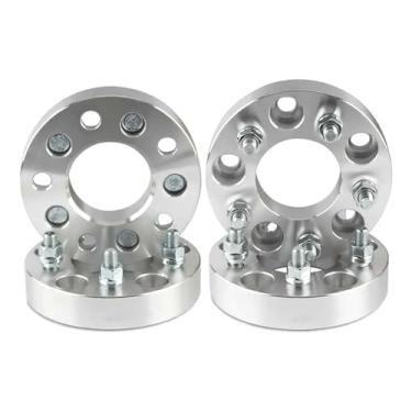 Imagem de 4 peças de espaçadores de roda 5 x 4,25 a 5 x 4,25, 3,2 cm 5 x 108 a 5 x 108 com 5 terminais M12 x 1,5 para furo de cubo de 74 mm, cromado