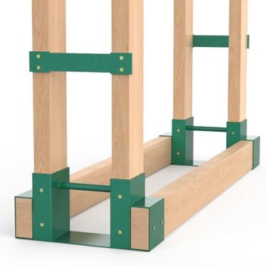 Imagem de Uprimu Racks de lenha ao ar livre, suporte de lenha para armazenamento de madeira, ajustável a qualquer comprimento, verde