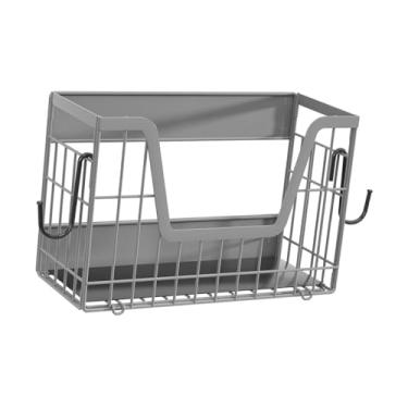 Imagem de IEUDNS Prateleira lateral para geladeira, cesta de frutas e vegetais de metal com ganchos, porta-tempero para geladeira, para quarto, lavanderia, Cinza