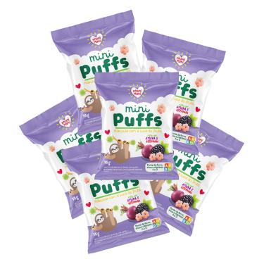 Imagem de Kit 6X: Snack Infantil Mini Puffs Amora e Beterraba Nhami Mami 15g