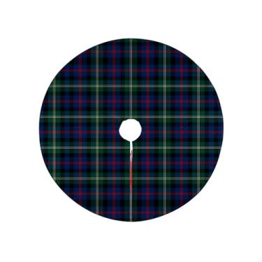 Imagem de Saias de árvore de Natal Malcolm Tartan – Tapete xadrez escocês azul escuro e verde, decoração clássica de Natal para árvores artificiais e reais, saia aconchegante para árvore de Natal para casa de