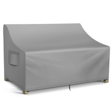 Imagem de WLEAFJ Capa de sofá de pátio à prova d'água, sofá de 3 lugares ao ar livre, poltrona de lounge profundo para serviço pesado, móveis de gramado grande com saída de ar, 199 cm L x 94 cm P x 89 cm A, cinza