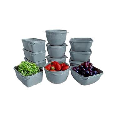 Imagem de Kit 12 Potes cozinha Plásticos Formatos Variados para marmita variados organizadores de alimento (Azul petróleo)