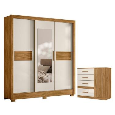 Imagem de Guarda Roupa Casal Bahamas E Cômoda Vênus Freijó Off White - Moval