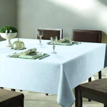 Imagem de Toalha de Mesa Oxford Decorativa Retangular e Redonda 100% Poliéster para Sala de Jantar e Cozinha (Branco,1,40 x 3,00-10 cadeiras)