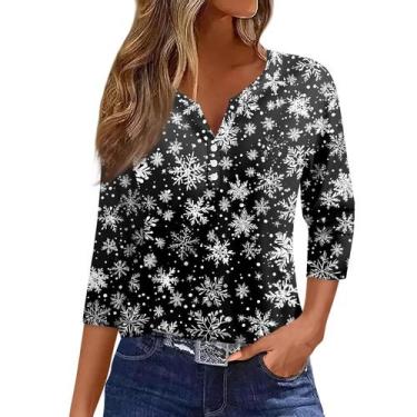 Imagem de Camiseta feminina com estampa de floco de neve COTECRAM com estampa de